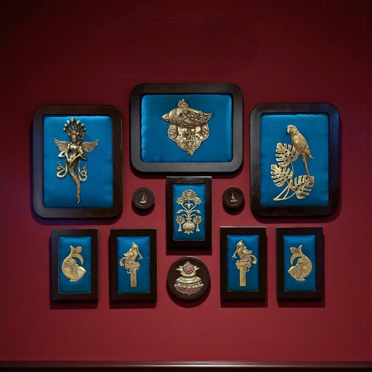 Brass Divine Wall Art Set with Sky Blue Backdrop by Estudio