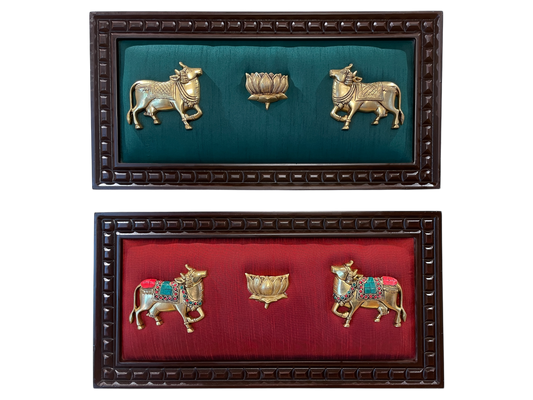 Brass Kamadhenu with Lotus – Symbol of Abundance & Prosperity