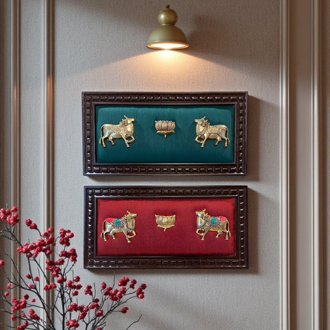 Brass Kamadhenu with Lotus – Symbol of Abundance & Prosperity