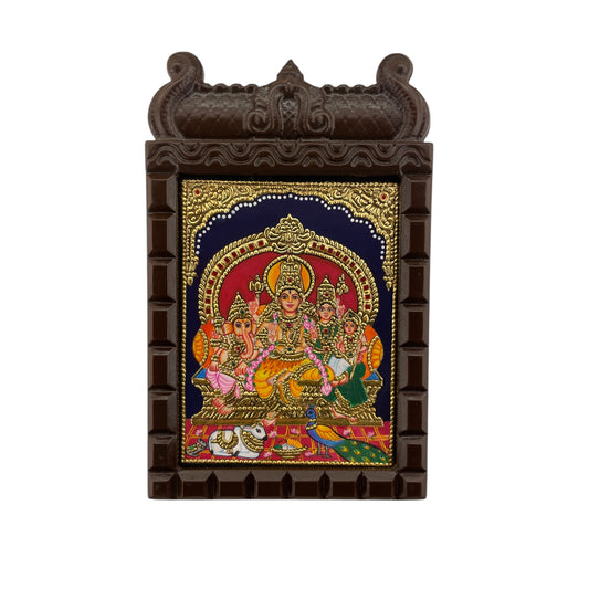 Shiv Parivar Tanjore Painting in Wooden Temple Frame