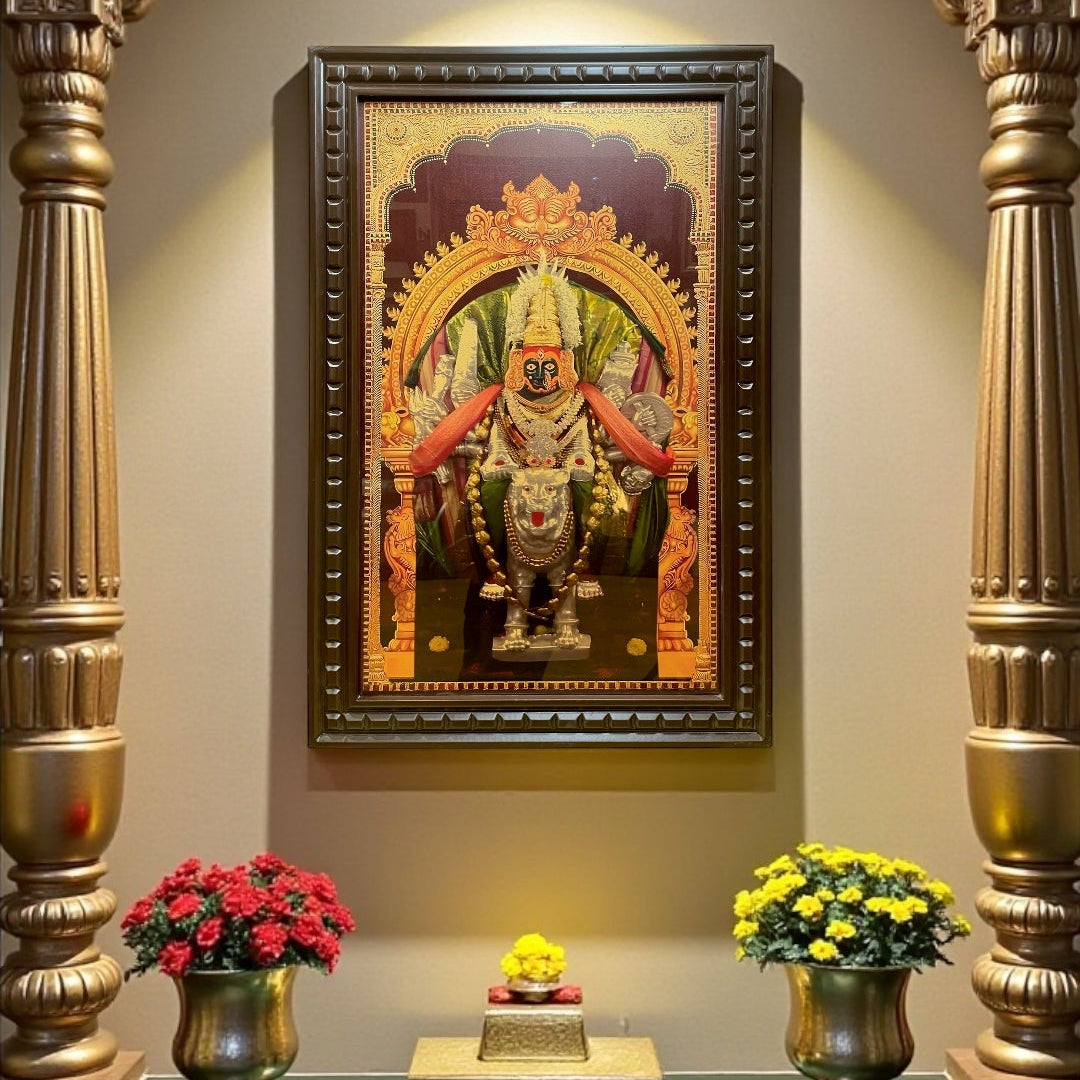 Gold Leafed Banashankari Devi in Wooden Frame