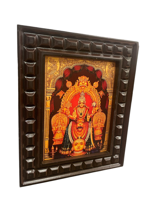 Mookambika Devi Gold foiled Art within wooden frame