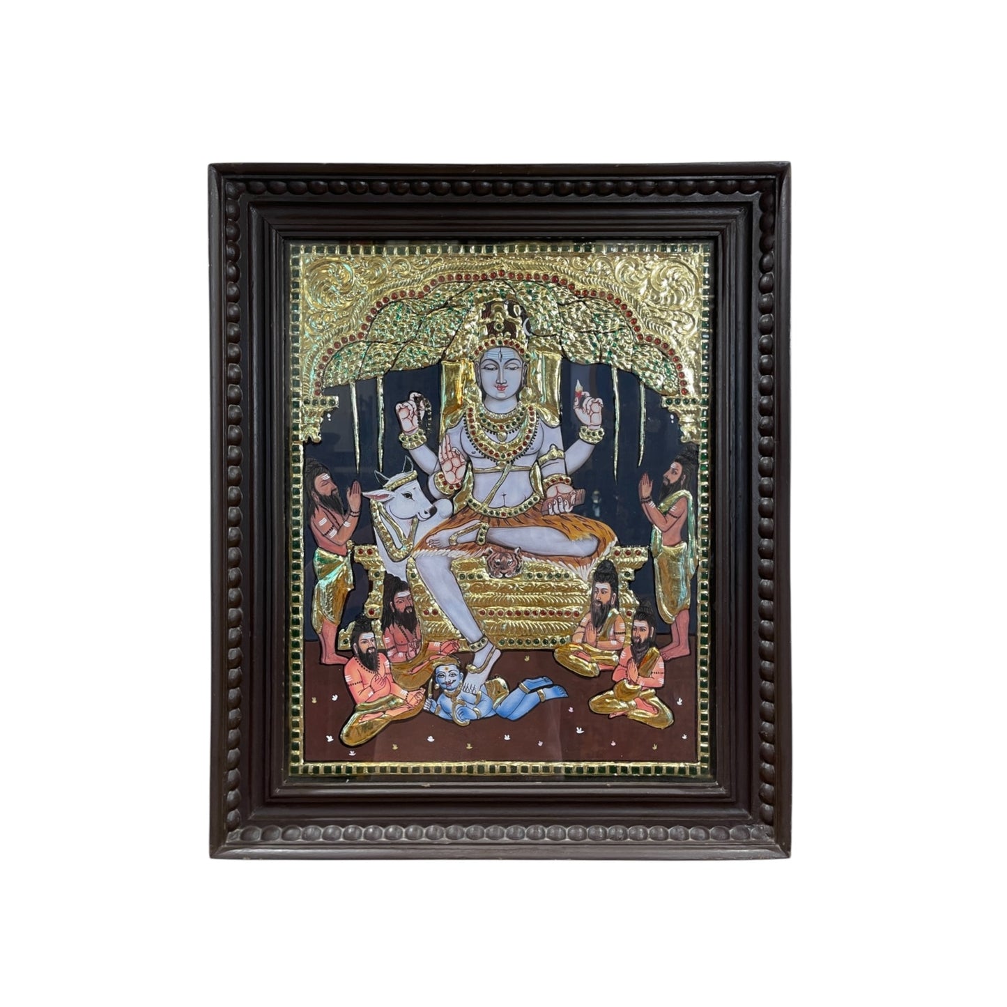 Dakshinamurthy Tanjore Painting – Gold Foil Traditional Artwork in Wood