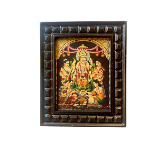 Satyanarayana Swamy - 2 Gold Leafed Art With Wooden frame