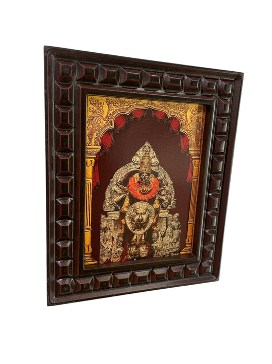 Sri Banashankari amma - 2 Gold Foiled Art Within Wooden Frame