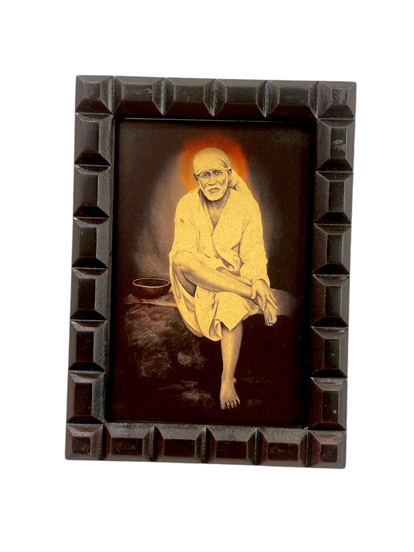 Sai Baba Gold Leafed ArtWith Wooden Frame