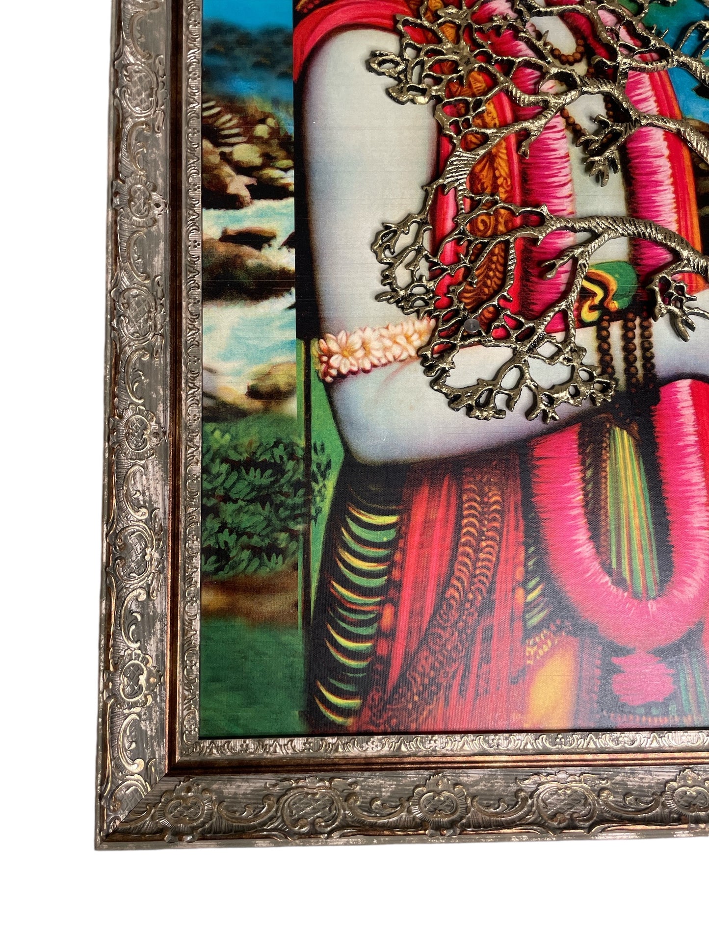 Metal Kalpavriksha Gold Color with Shri Ram Backdrop in Moulded Frame