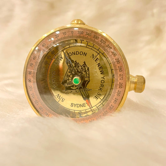 Brass Compass in Wooden Boxh