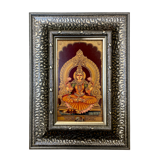 Silver Moulded Goddess Lakshmi Wall Art Frame – Contemporary Spiritual Decor
