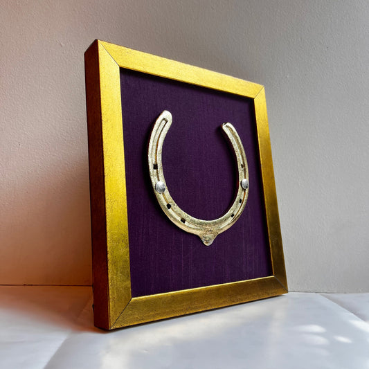 Good Luck Horse Shoe with Purple silk background