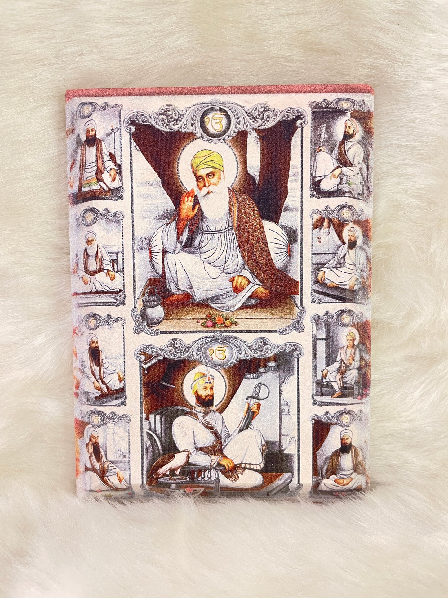 Ten Sikh Gurus on Sandstone with wooden stand