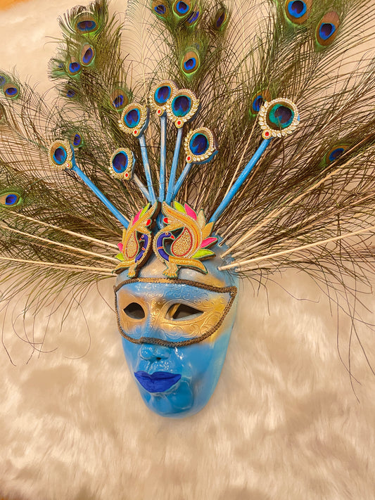 Venetian Mask with Peacock Feather - Wall Decor