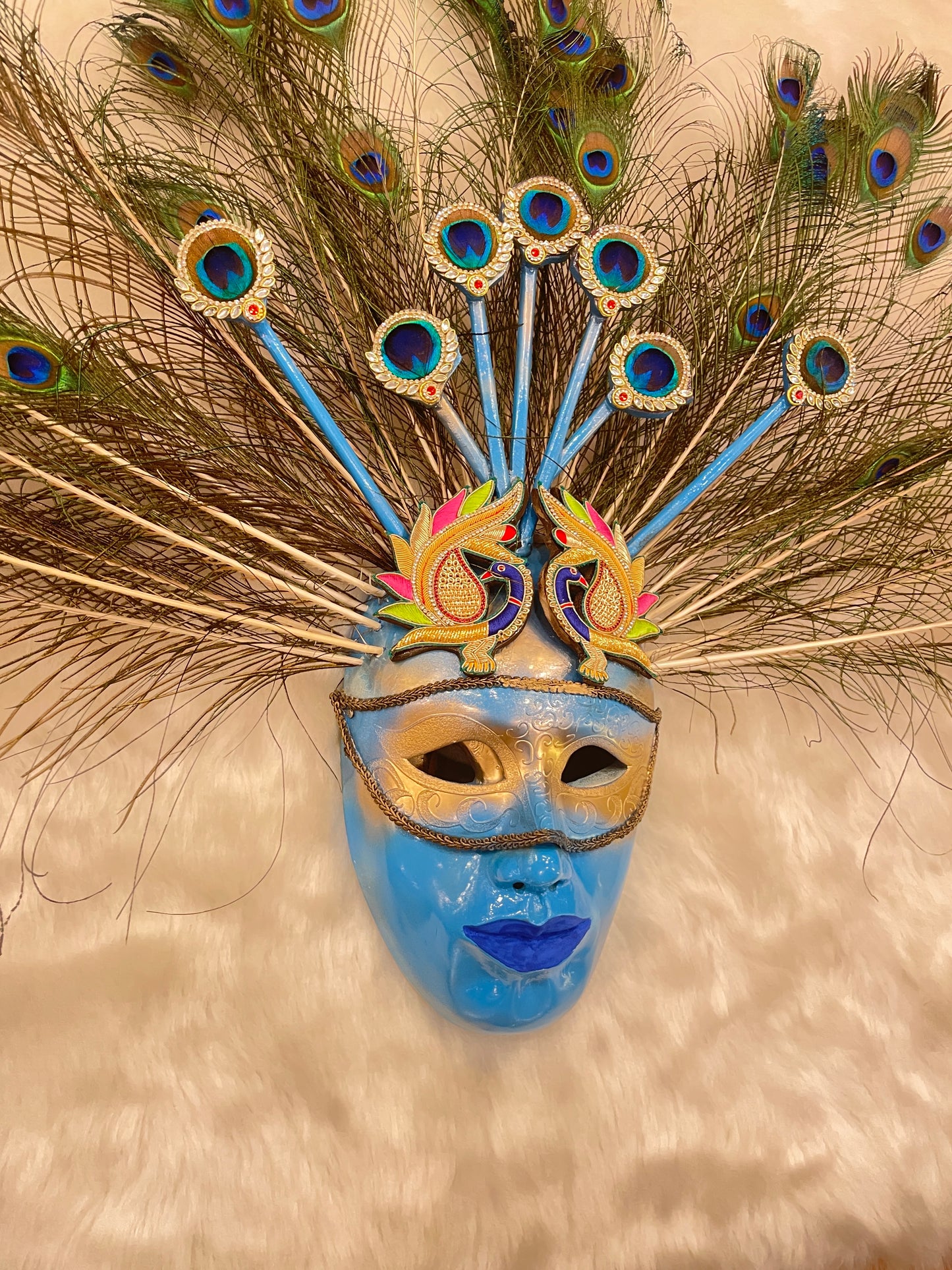 Venetian Mask with Peacock Feather - Wall Decor