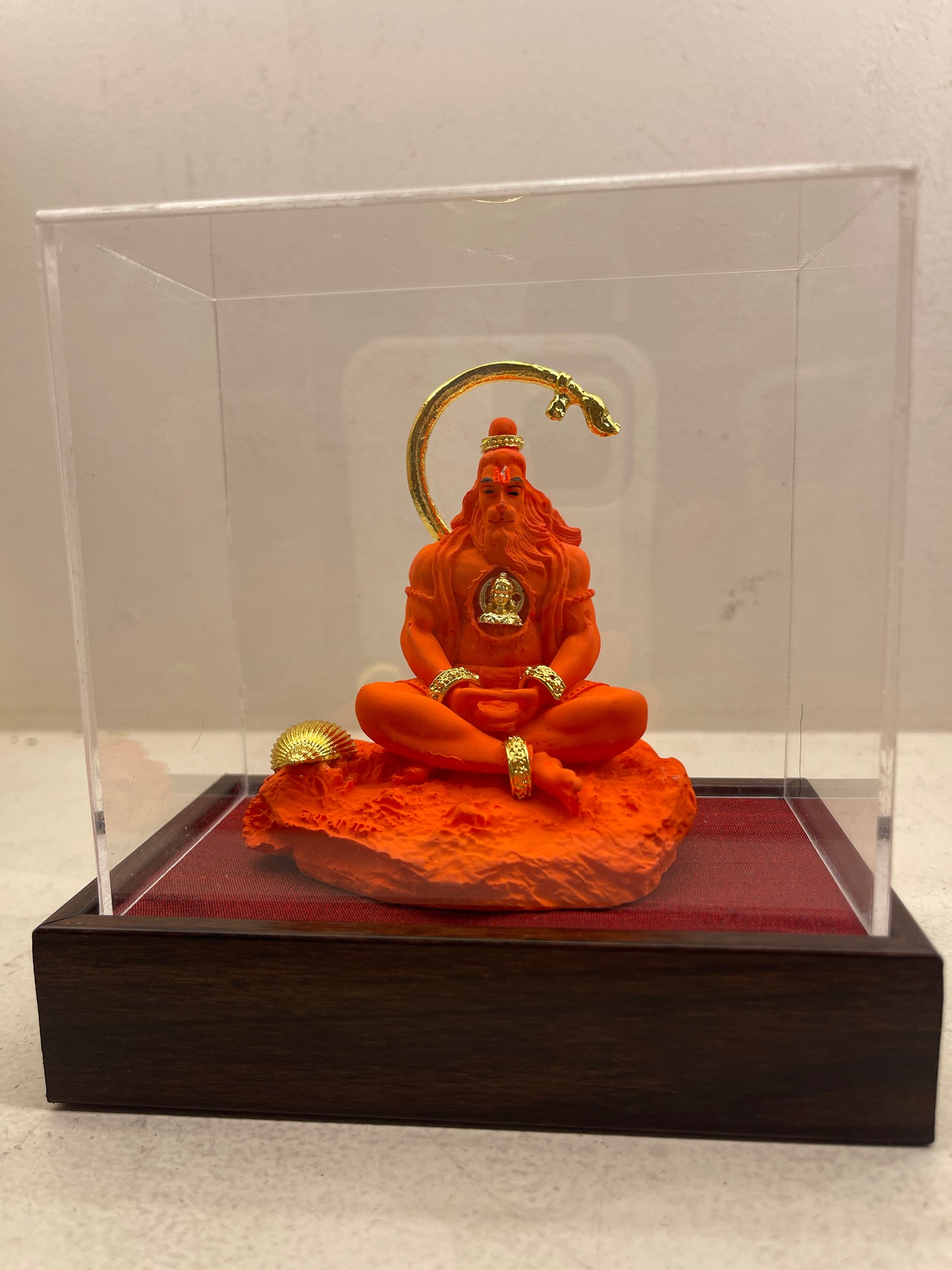 Meditating Lord Hanuman Idol – Porcelain with Metal Embellishments