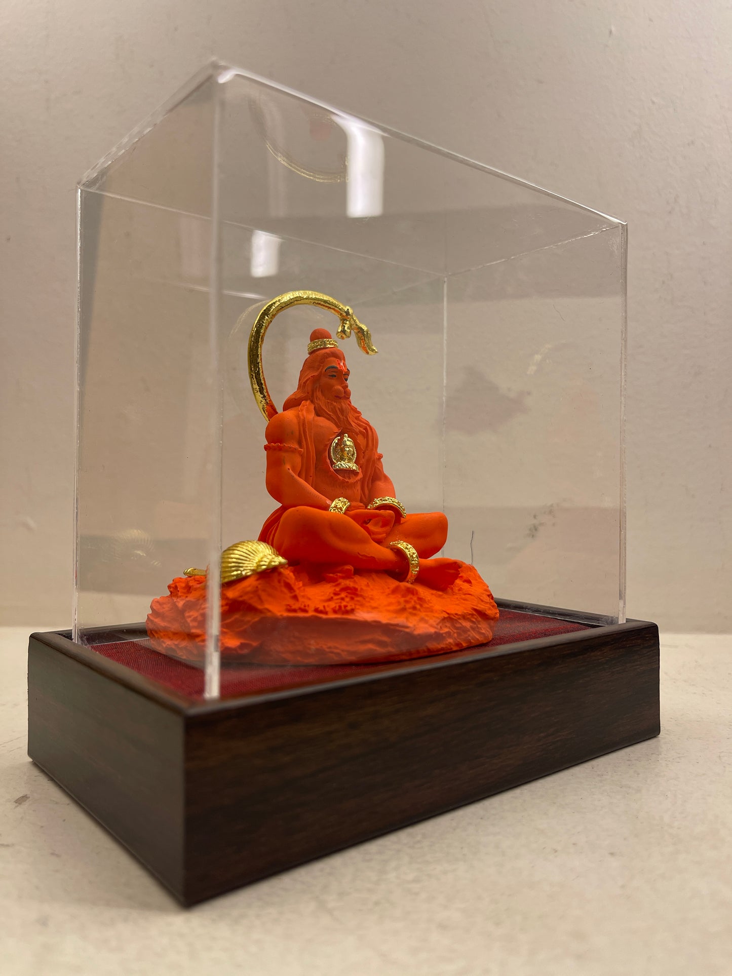 Meditating Lord Hanuman Idol – Porcelain with Metal Embellishments