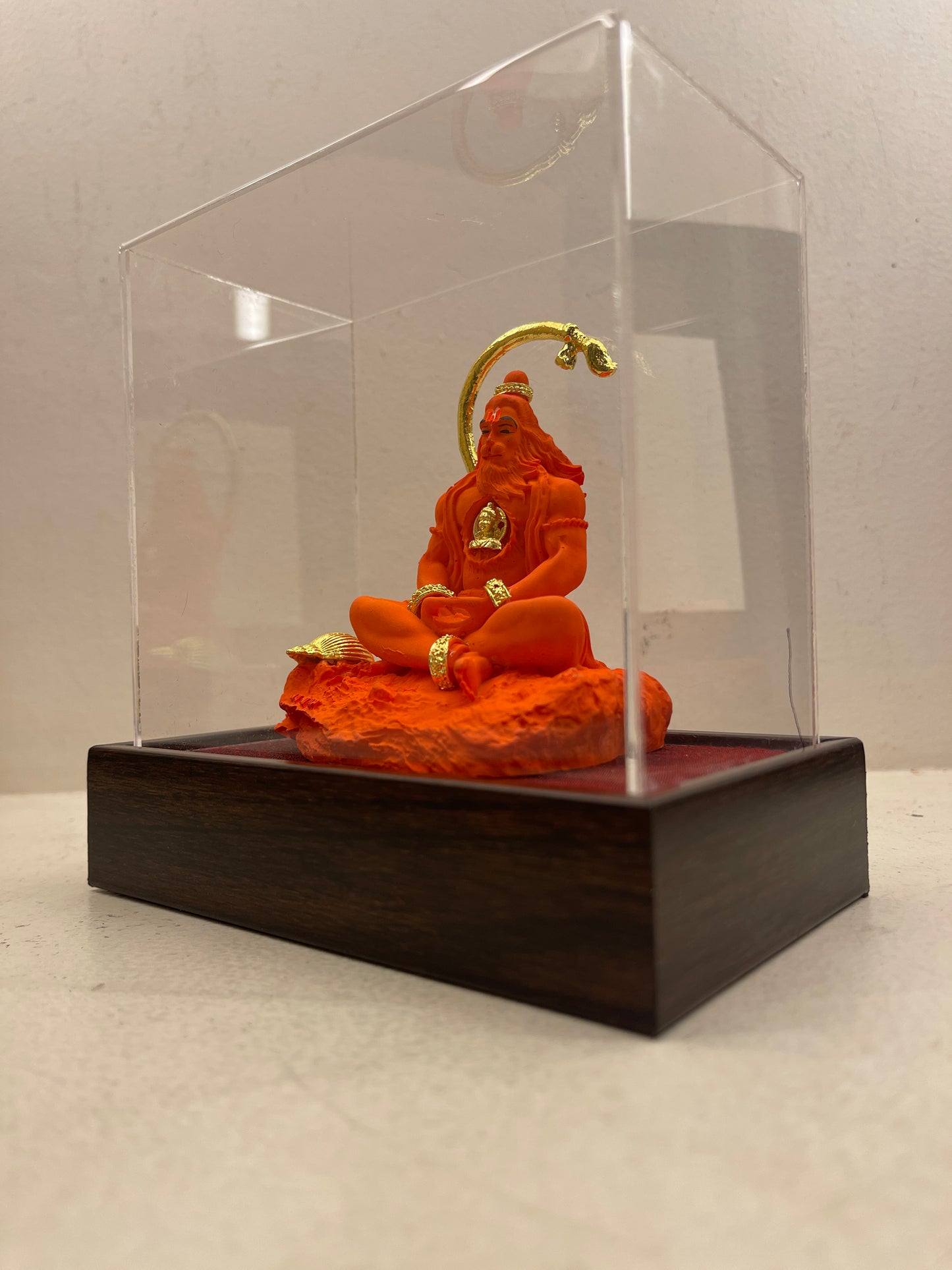Meditating Lord Hanuman Idol – Porcelain with Metal Embellishments