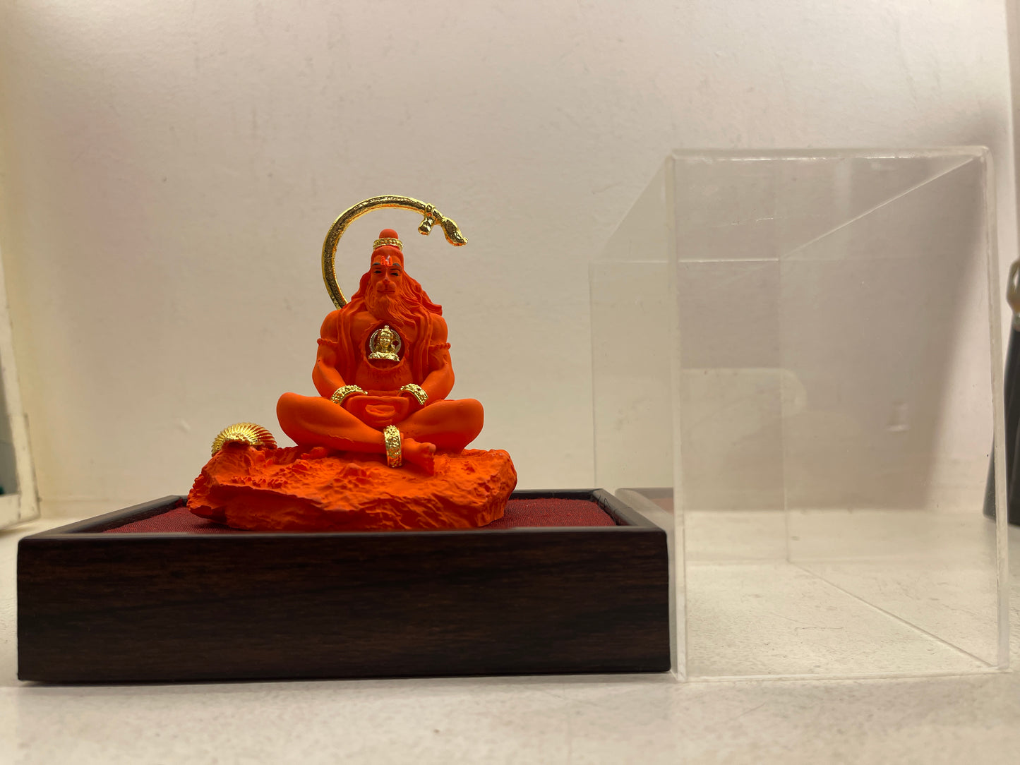Meditating Lord Hanuman Idol – Porcelain with Metal Embellishments
