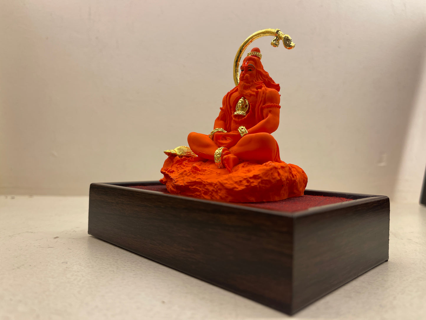 Meditating Lord Hanuman Idol – Porcelain with Metal Embellishments