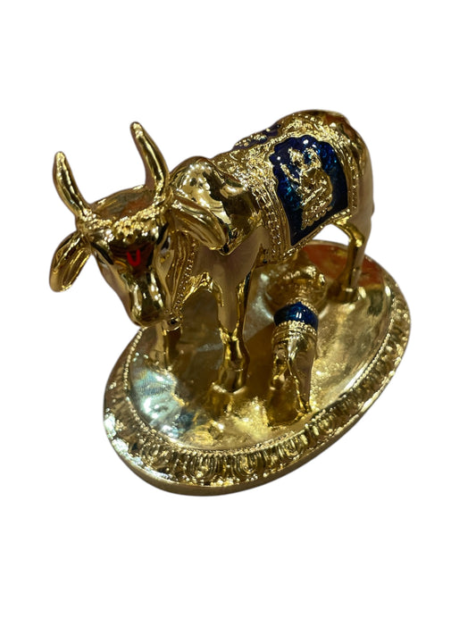 Kamadhenu Sterling Silver Gold plated with blue enamel work