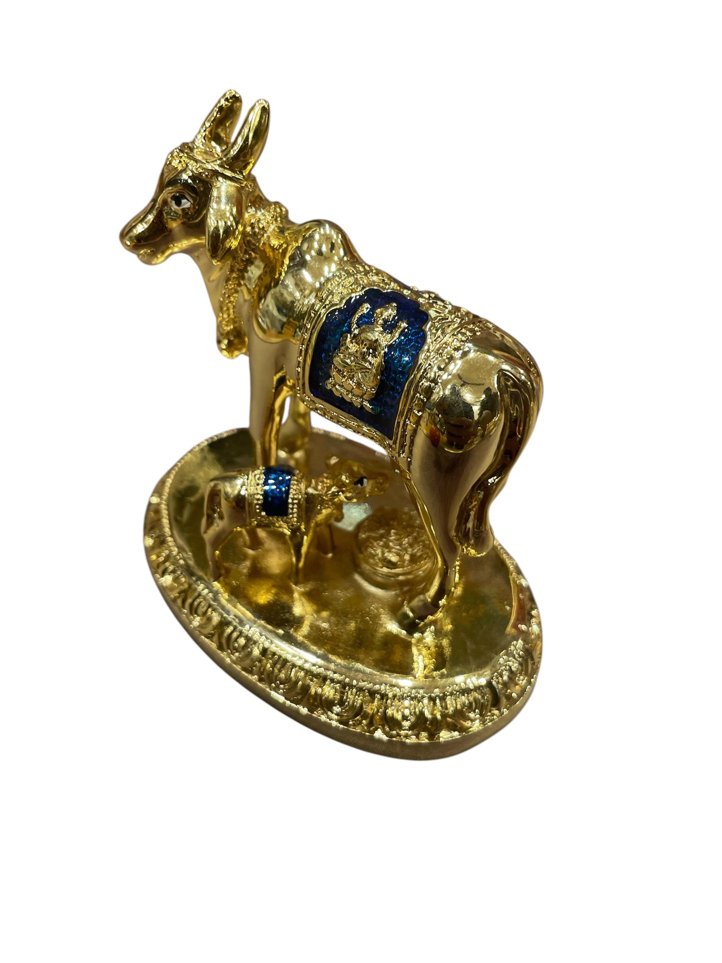 Kamadhenu Sterling Silver Gold plated with blue enamel work