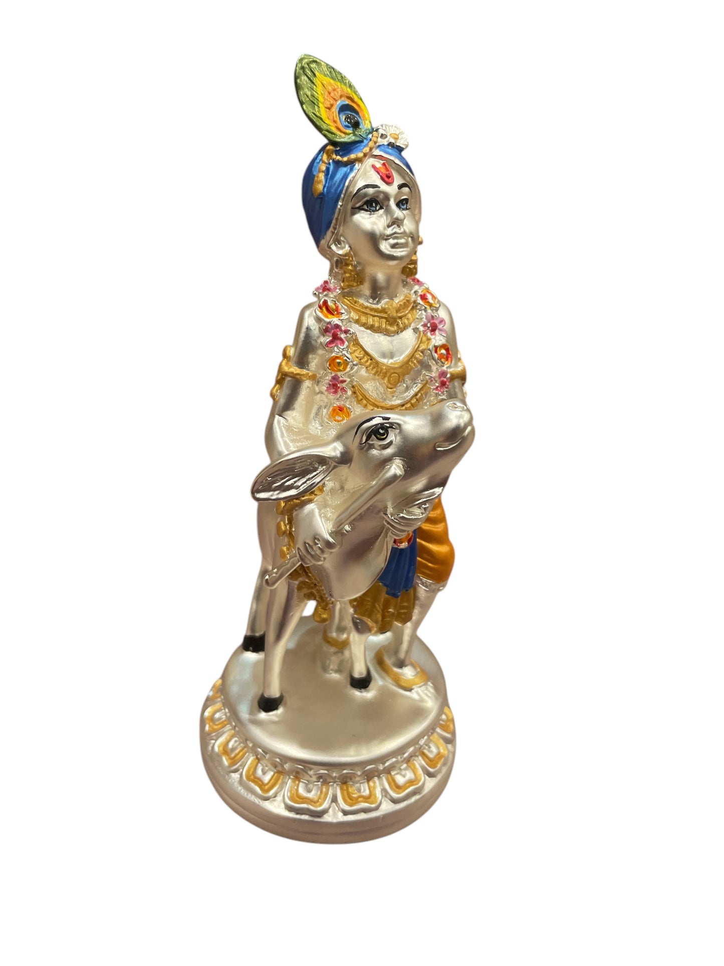 Sterling Silver Krishna with calf