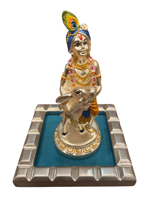 Sterling Silver Krishna with calf