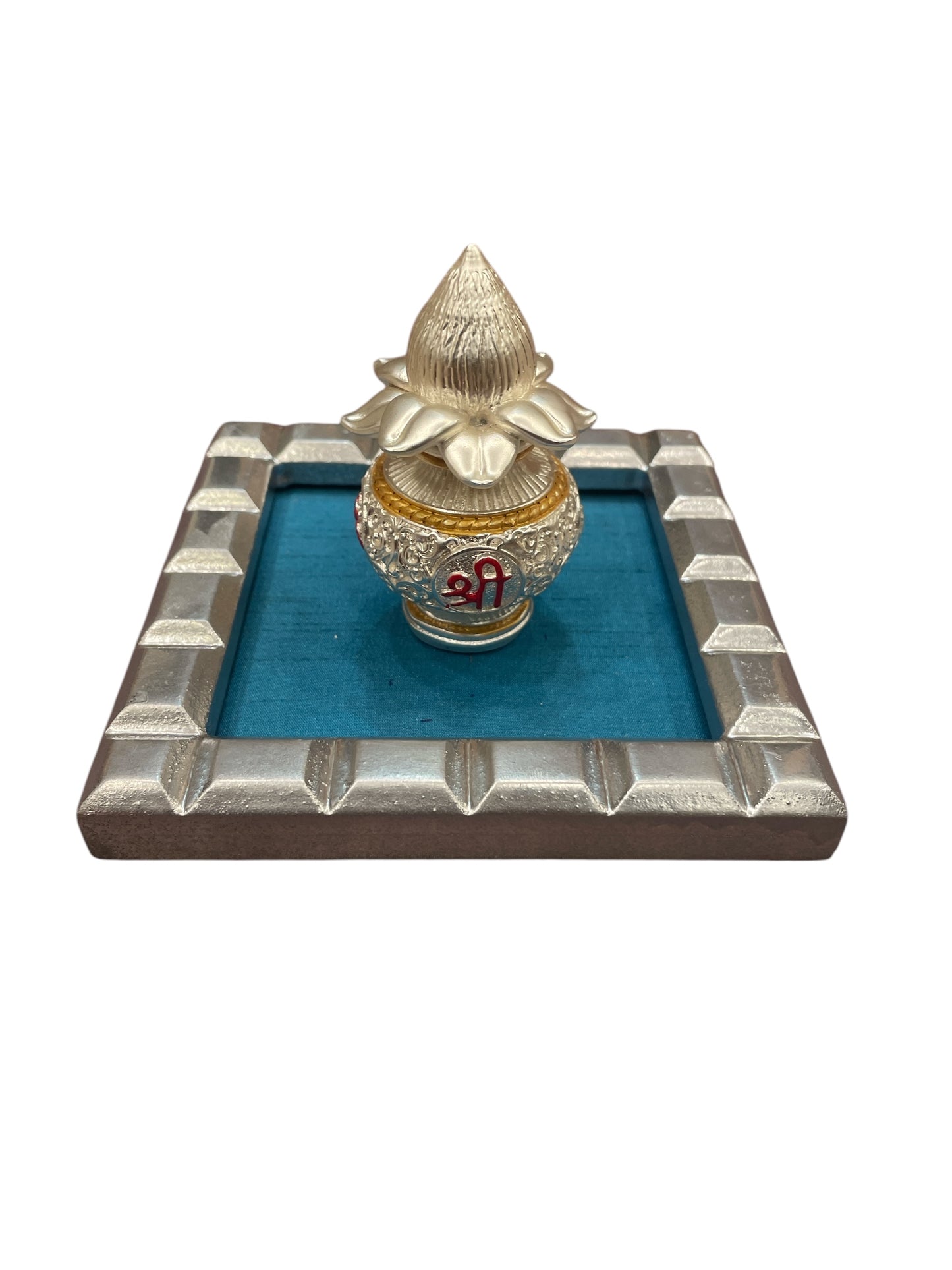 Kuber Kalash Silver & Gold Plated small with enamel work