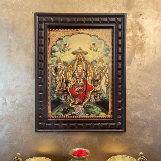Tripura Sundari Gold Leafed Art With Wooden Frame