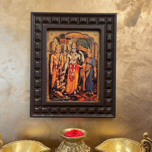 Rama Parivar Gold foiled art in wooden frame