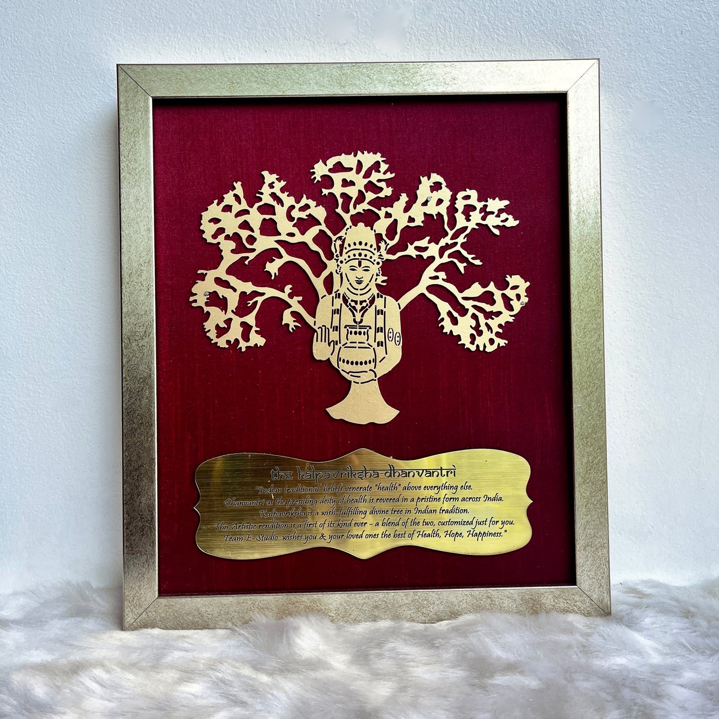 Dhanvantri with Wine red silk background