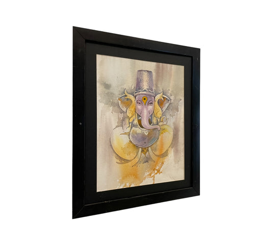 God Blessing Ganesha Acrylic Painting on Canvas - Without Frame 6