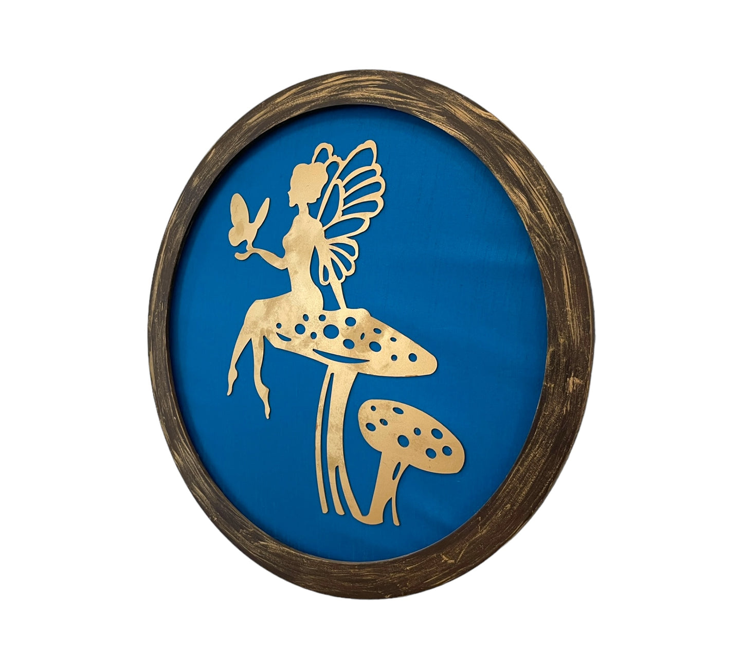 Ethereal Wings: Metal Art Lady Butterfly on Mushroom