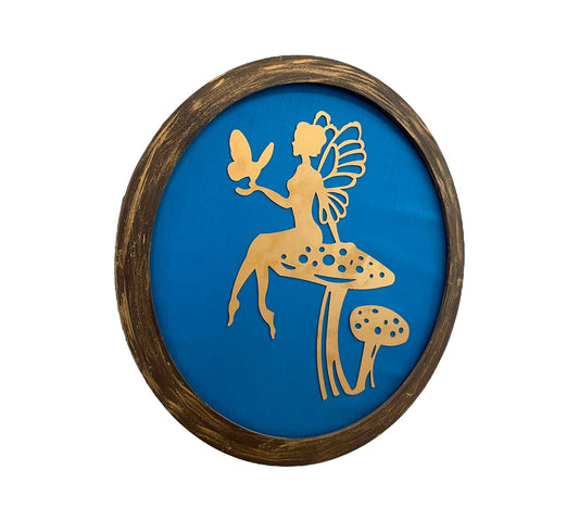 Ethereal Wings: Metal Art Lady Butterfly on Mushroom