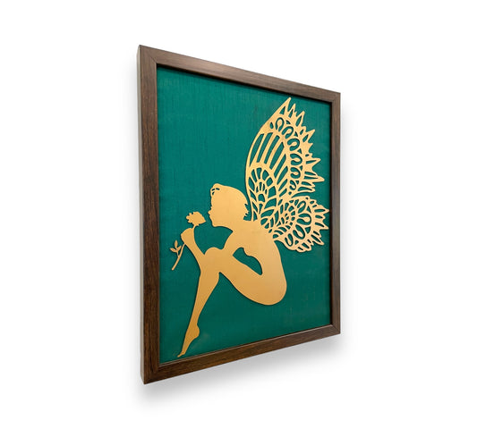 Sylvan Serenity Metal Art Lady with Butterfly Wings