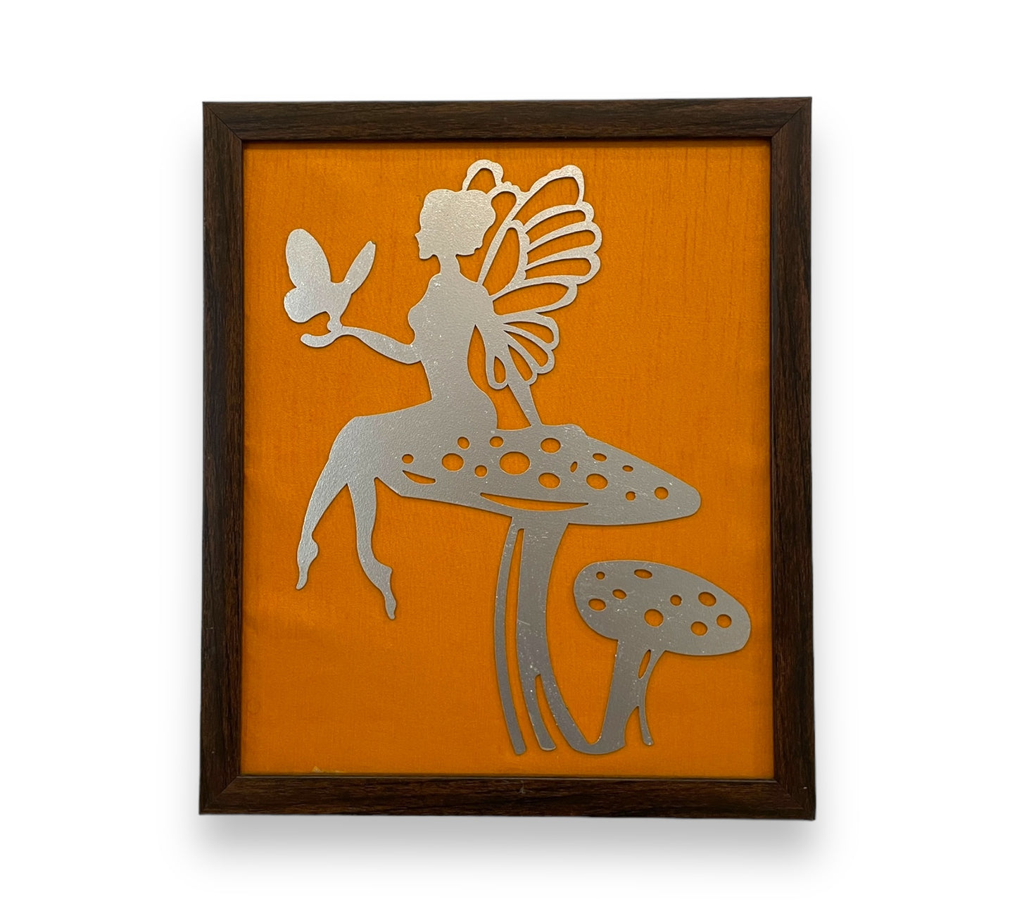 Mystic Flutter: Metal Art Lady Butterfly on Mushroom