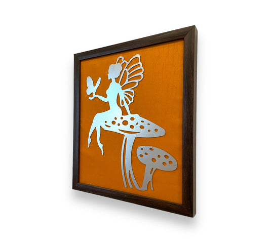 Mystic Flutter: Metal Art Lady Butterfly on Mushroom