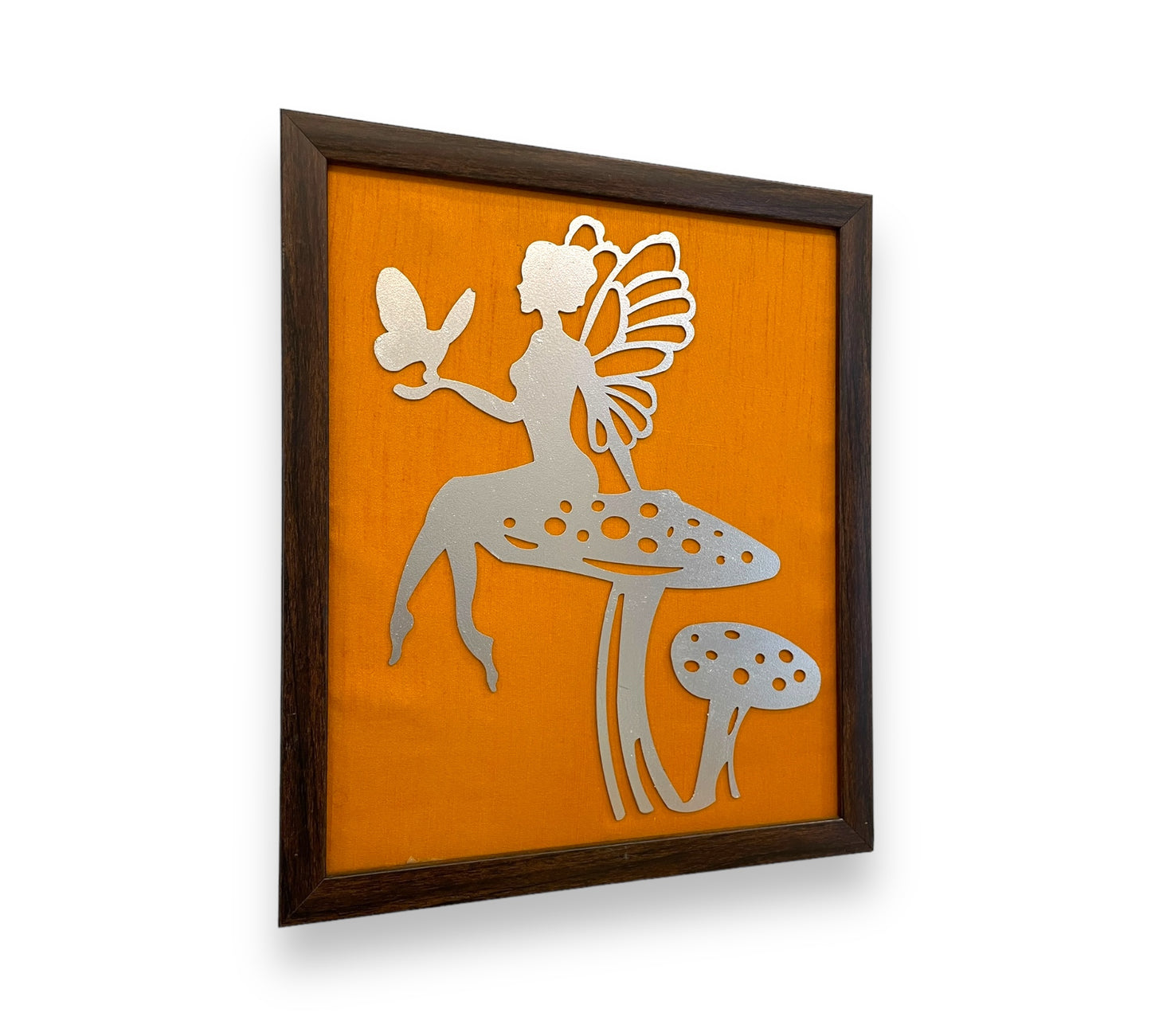 Mystic Flutter: Metal Art Lady Butterfly on Mushroom