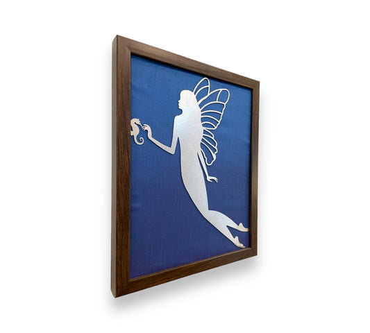 Angel representing water Element metal/ frame/blue silk