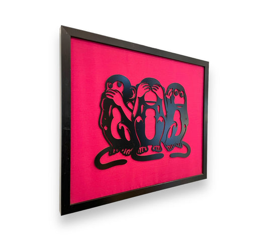 Wisdom Trio Metal Art Monkeys