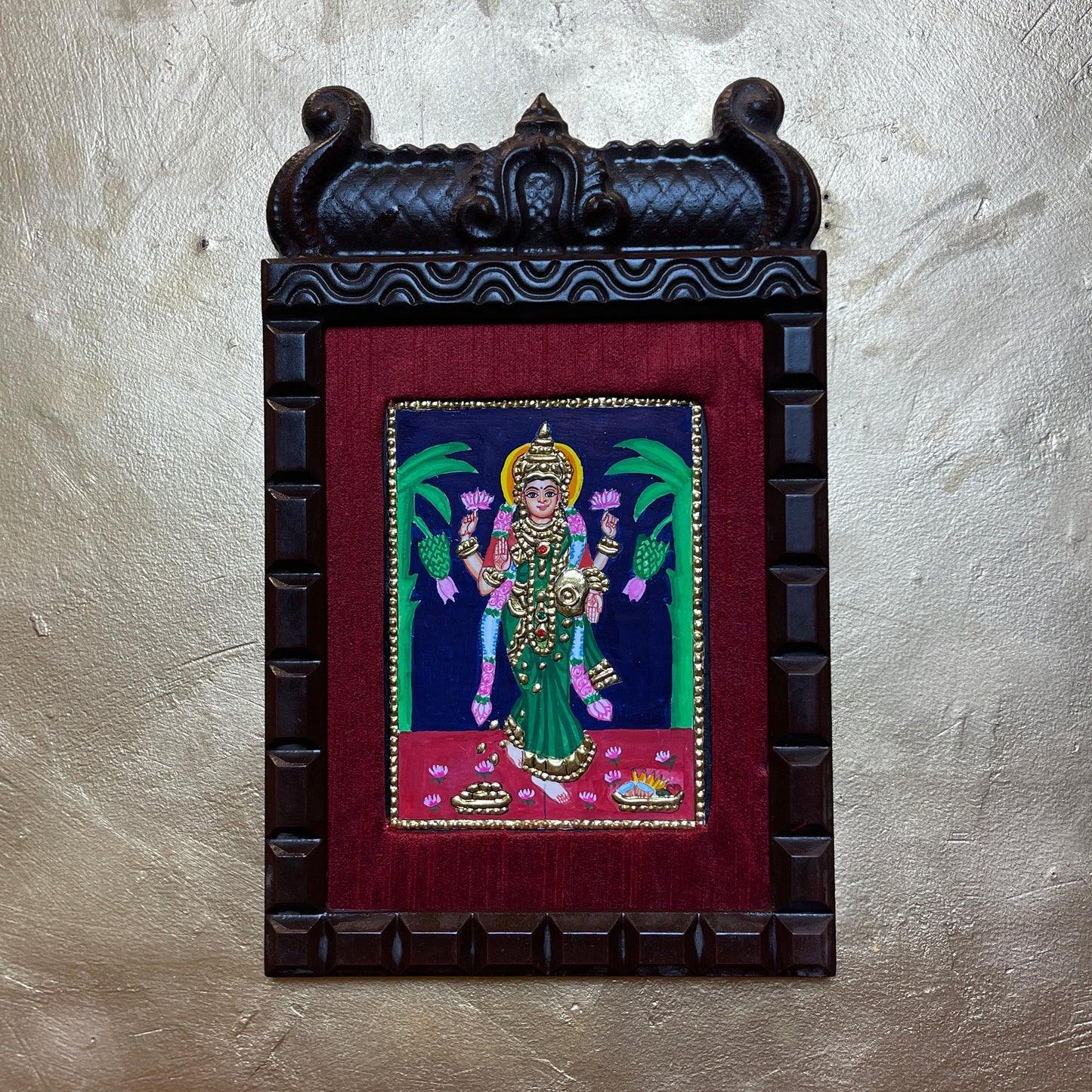 Gruhalakshmi Tanjore Painting Gold Leaf Art