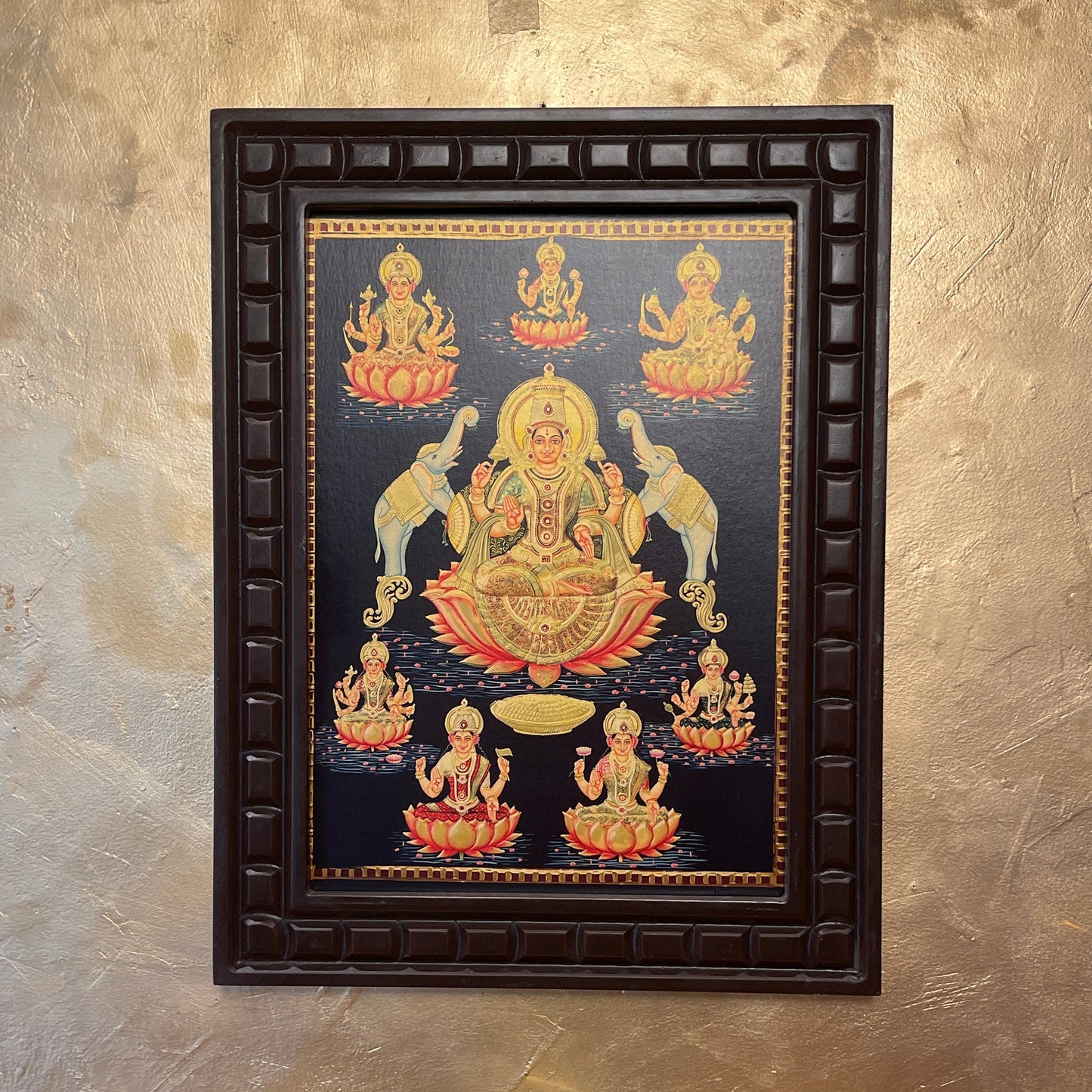 Asta Lakshmi Gold Leafed Art with Wooden Frame