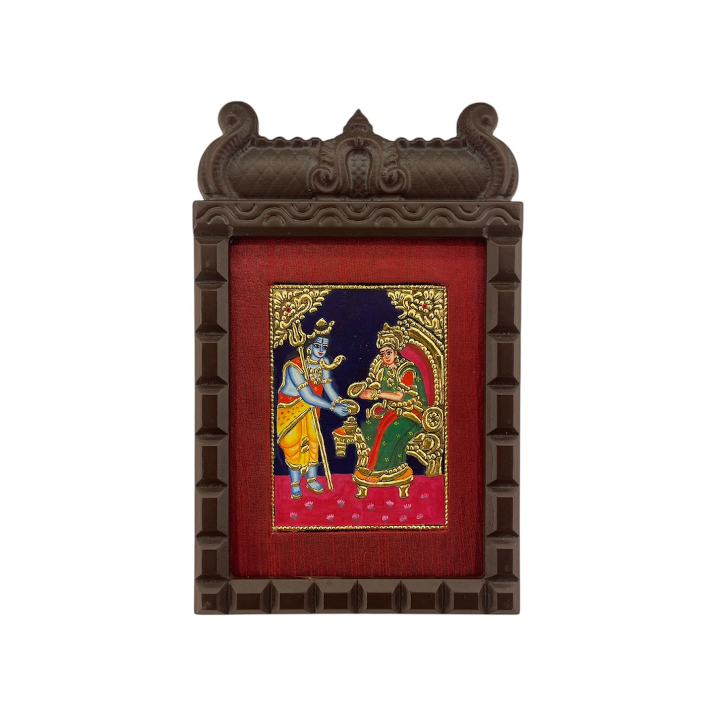 Shiv Annapoorna Tanjore Painting in Temple Frame