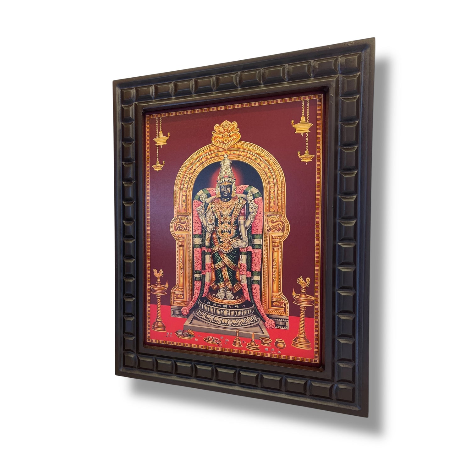 Garbharakshambigai Gold Leafed Art With Wooden Frame