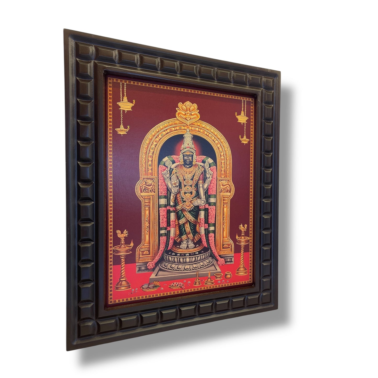 Garbharakshambigai Gold Leafed Art With Wooden Frame