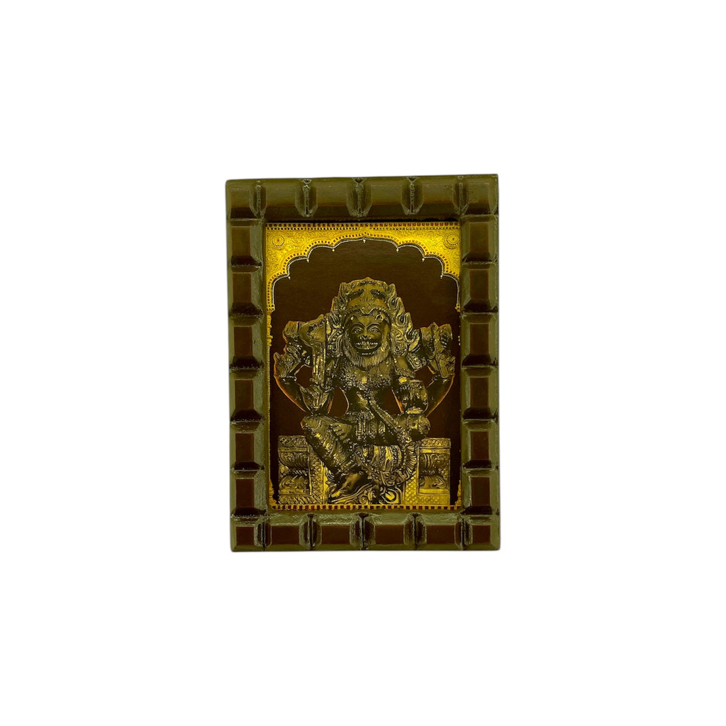Mahapratyangira Devi Gold Leaf Art in Wooden Frame