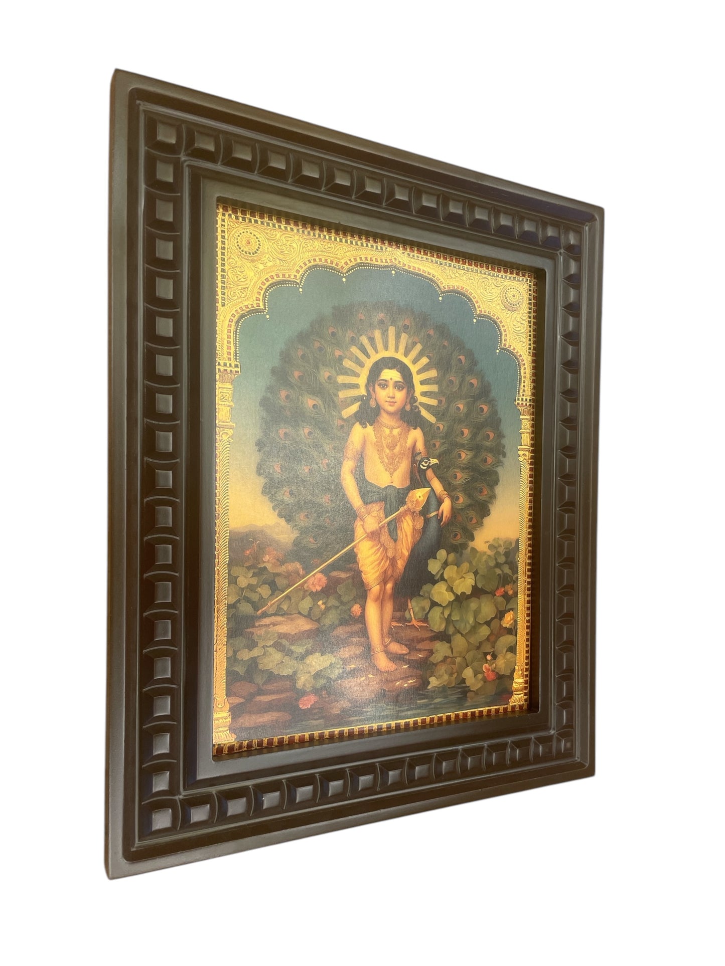 Kumaravel Karthikya-2 Gold Leafed Art with Wooden Frame