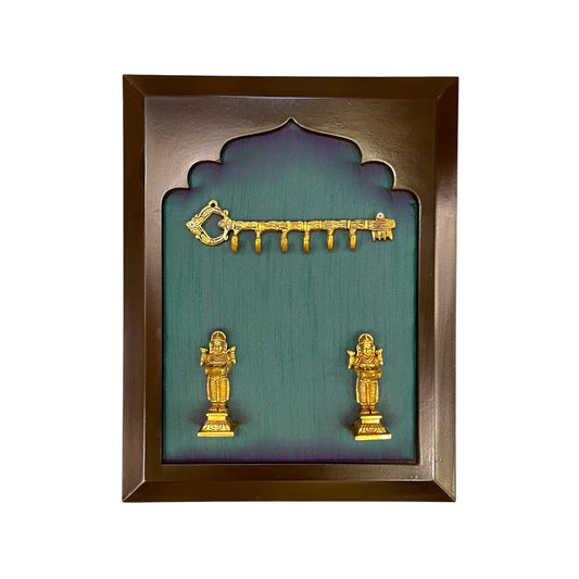 Brass Key Hanger with Brass Apsaras – Traditional Wall Décor