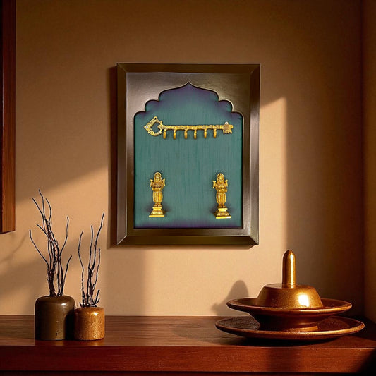 Brass Key Hanger with Brass Apsaras – Traditional Wall Décor
