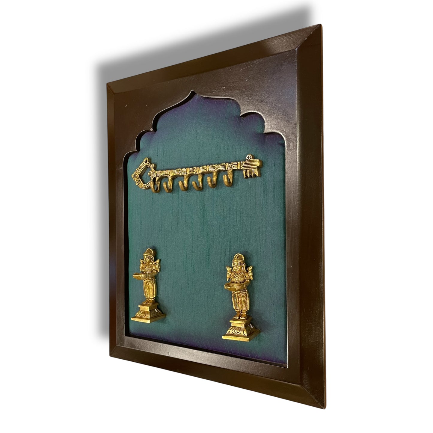 Brass Key Hanger with Brass Apsaras – Traditional Wall Décor