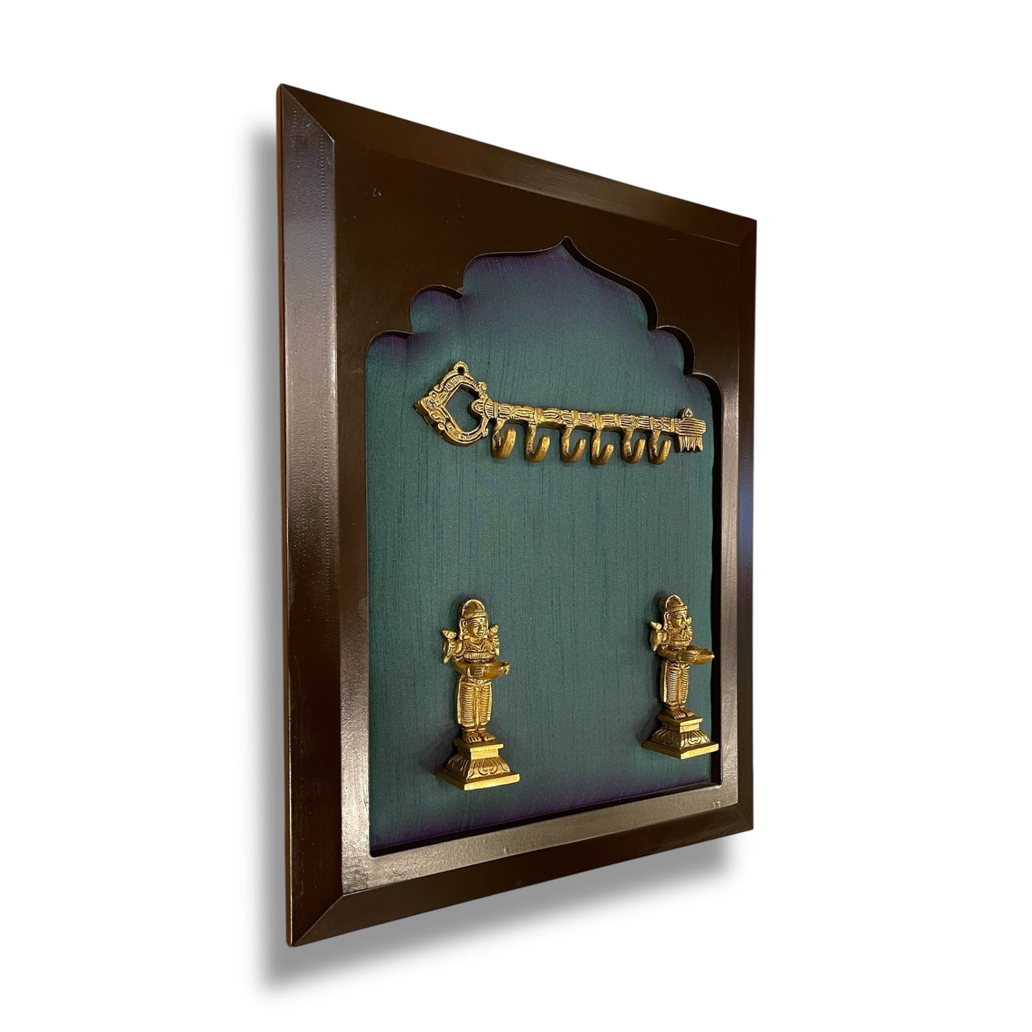 Brass Key Hanger with Brass Apsaras – Traditional Wall Décor
